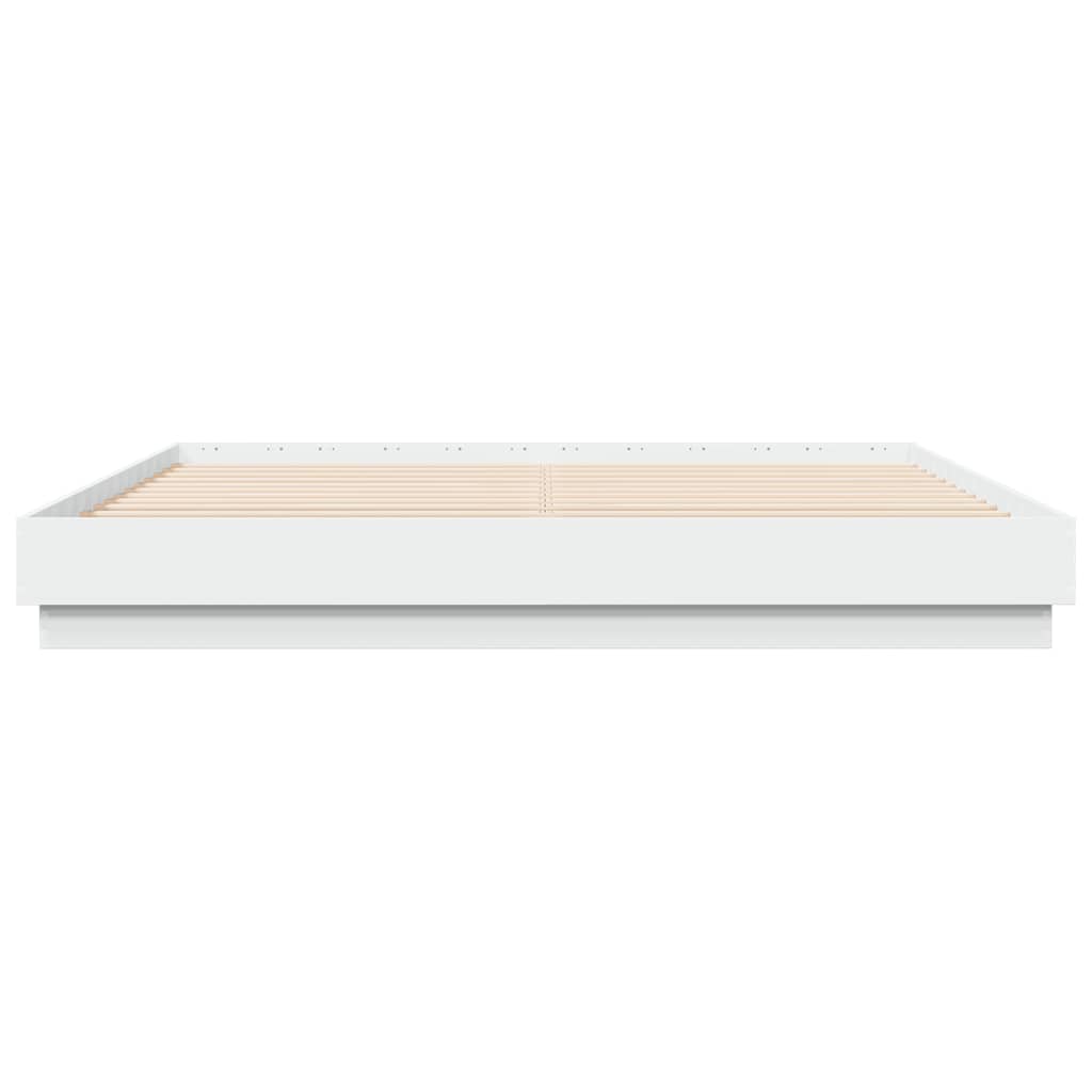 vidaXL Πλαίσιο Κρεβατιού με LED Λευκό 200 x 200 εκ.