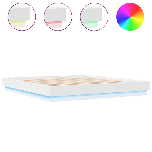 vidaXL Πλαίσιο Κρεβατιού με LED Λευκό 180 x 200 εκ.