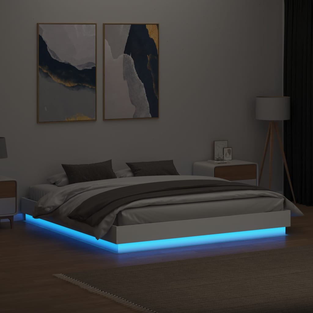 vidaXL Πλαίσιο Κρεβατιού με LED Λευκό 180 x 200 εκ.