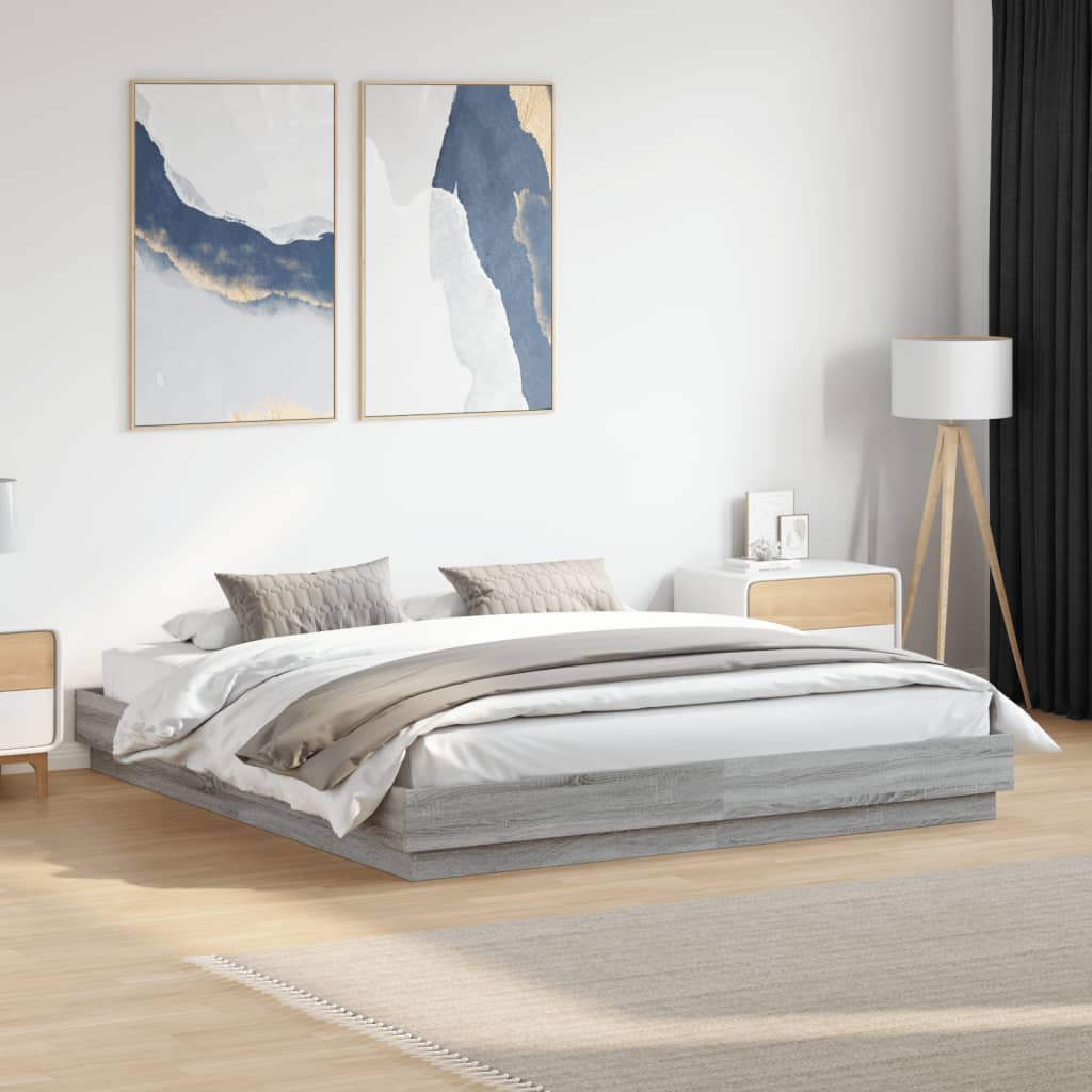 vidaXL Πλαίσιο Κρεβατιού με LED Γκρι sonoma 180 x 200 εκ.