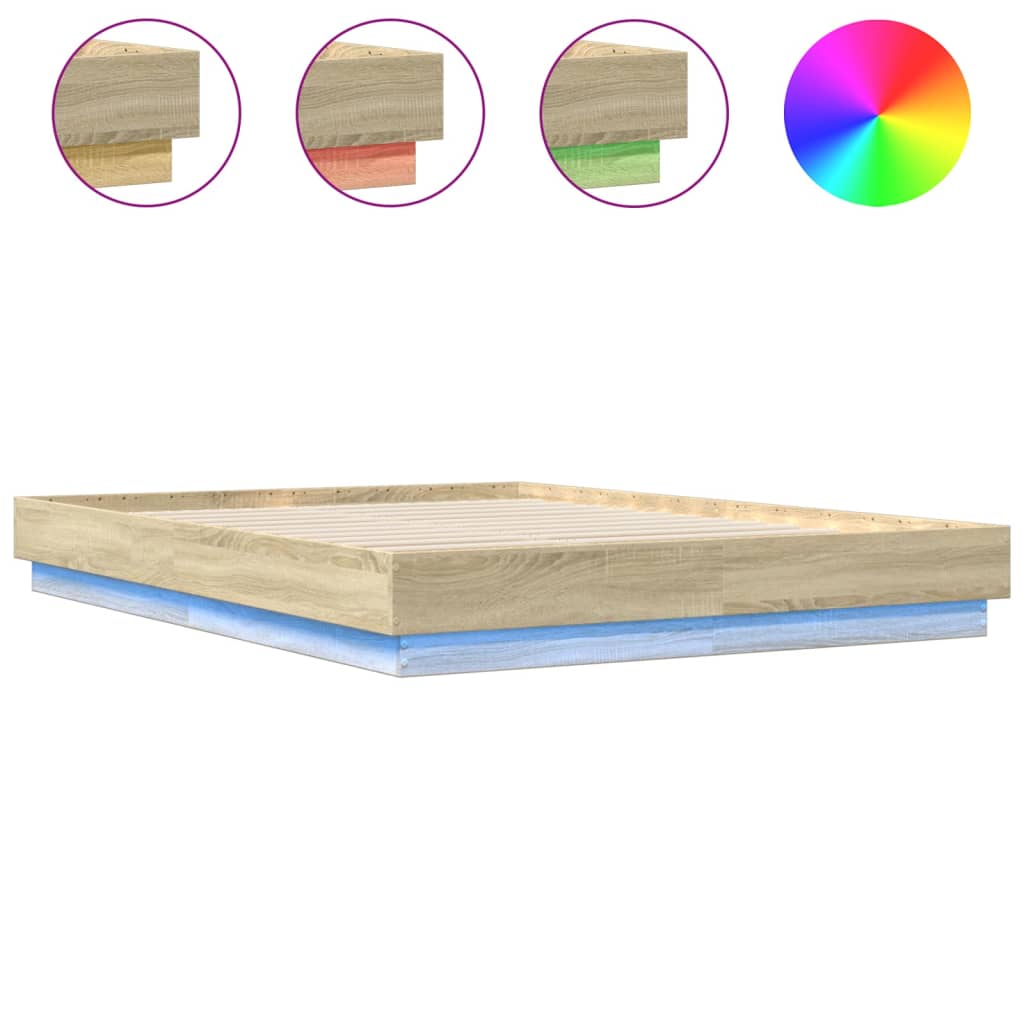 vidaXL Πλαίσιο Κρεβατιού με LED Sonoma Δρυς 160x200 εκ.