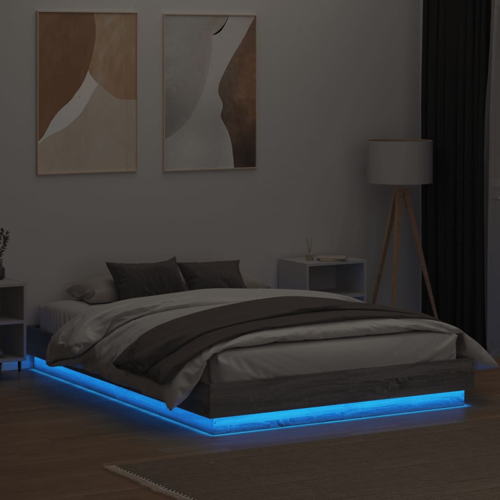 vidaXL Πλαίσιο Κρεβατιού με LED Γκρι sonoma 160 x 200 εκ.