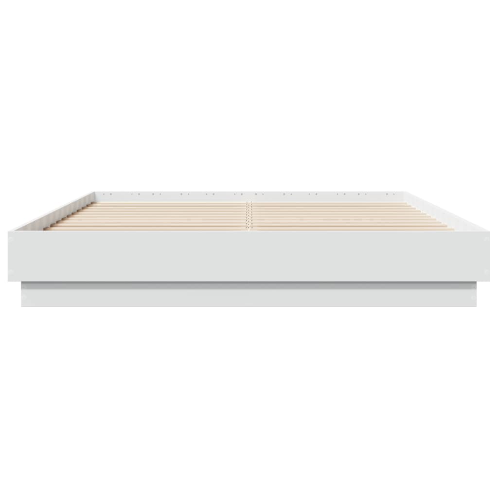 vidaXL Πλαίσιο Κρεβατιού με LED Λευκό 150 x 200 εκ