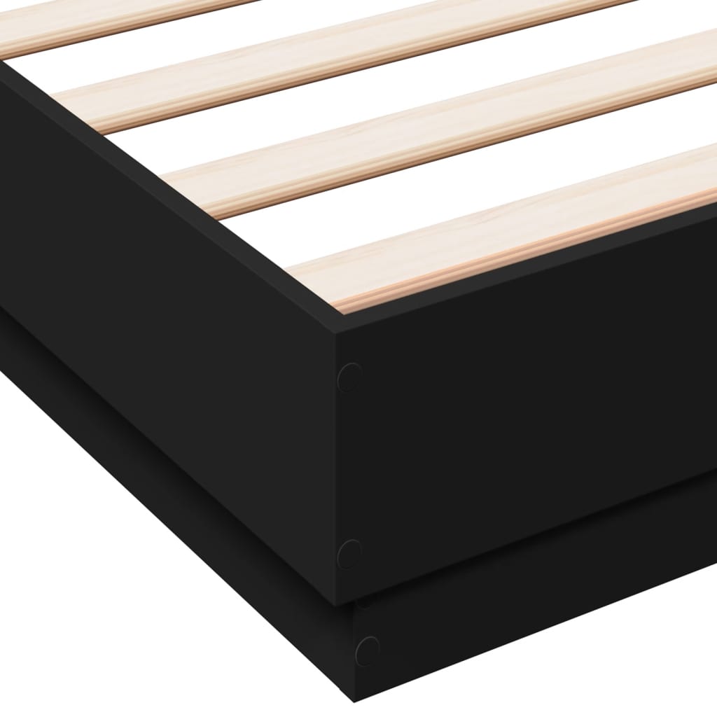 vidaXL Πλαίσιο Κρεβατιού με LED Μαύρο 150 x 200 εκ