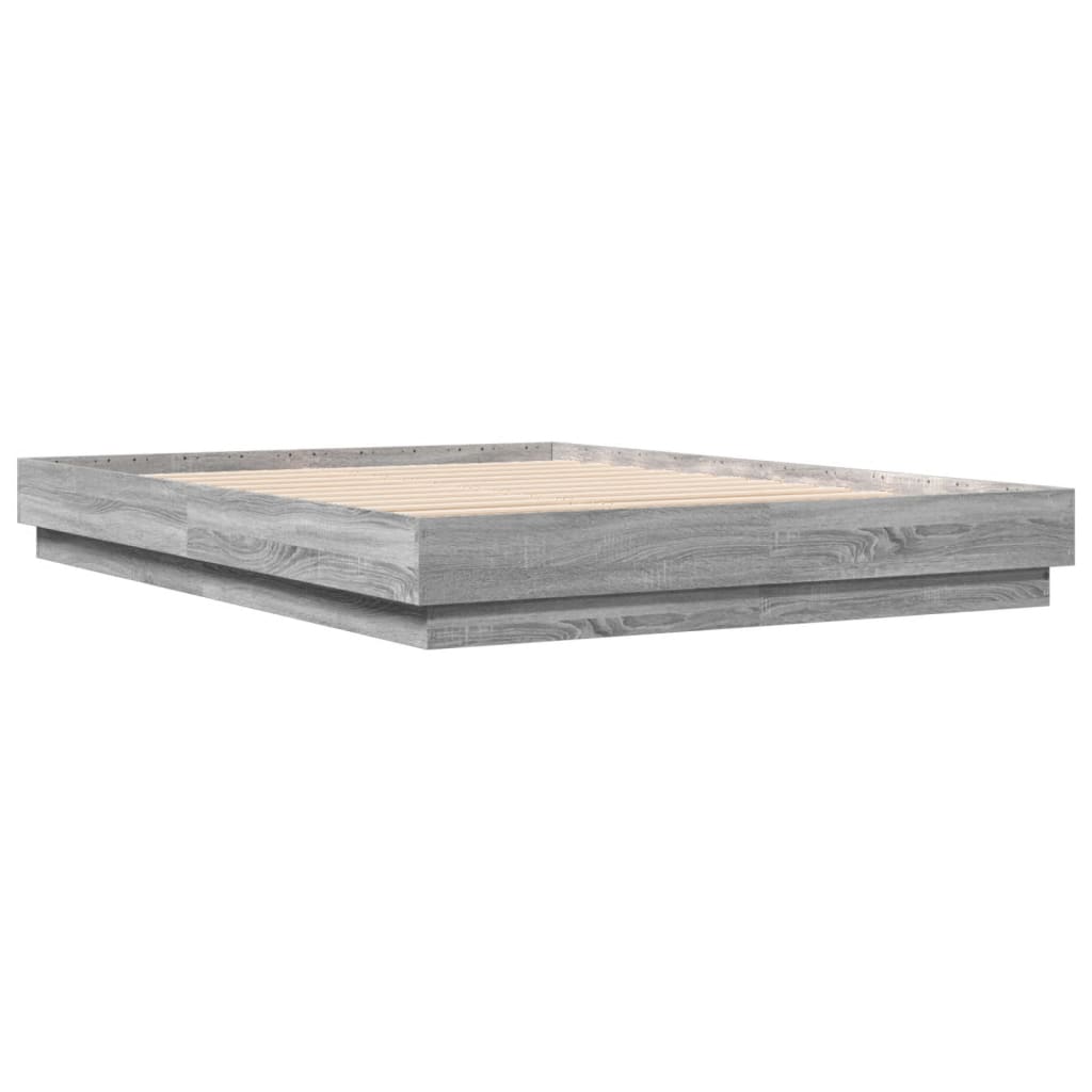 vidaXL Πλαίσιο Κρεβατιού με LED Γκρι Sonoma 150x200 εκ.