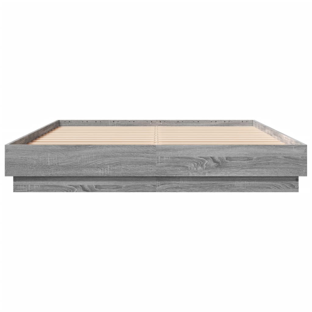 vidaXL Πλαίσιο Κρεβατιού με LED Γκρι Sonoma 150x200 εκ.