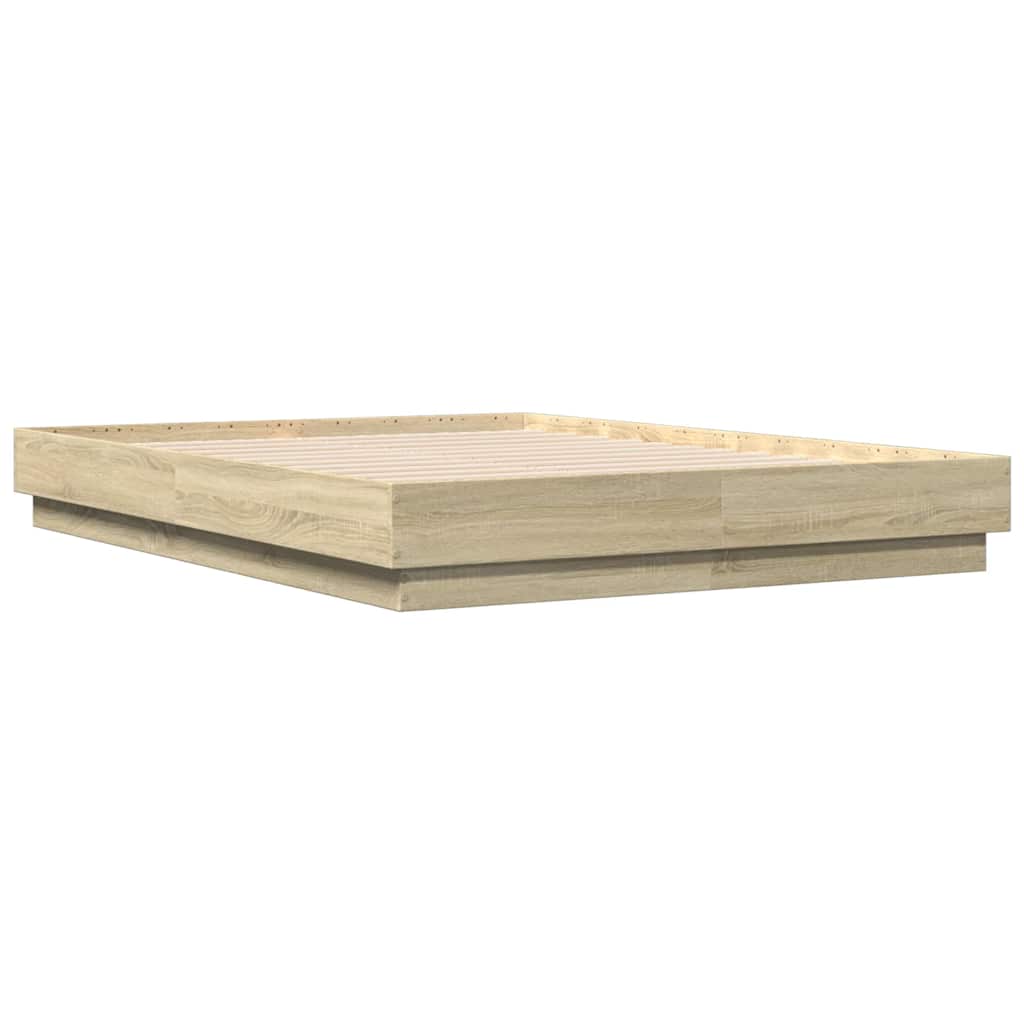vidaXL Πλαίσιο Κρεβατιού Sonoma Δρυς 135x190 εκ. Επεξεργασμένο Ξύλο