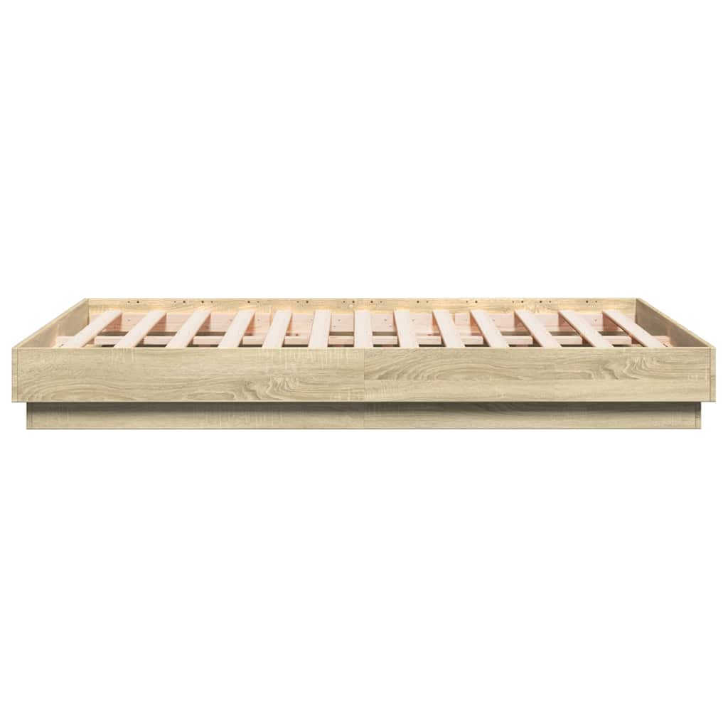 vidaXL Πλαίσιο Κρεβατιού Sonoma Δρυς 135x190 εκ. Επεξεργασμένο Ξύλο