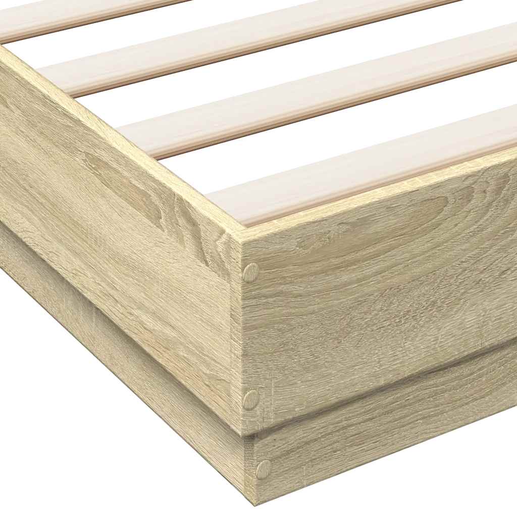 vidaXL Πλαίσιο Κρεβατιού Sonoma Δρυς 135x190 εκ. Επεξεργασμένο Ξύλο