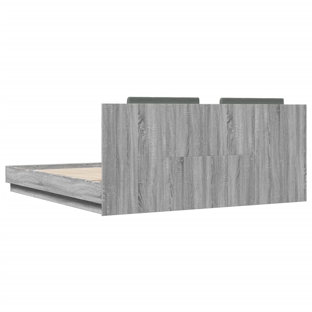 vidaXL Πλαίσιο Κρεβατιού με Κεφαλάρι Γκρι Sonoma 200x200εκ. Επεξ. Ξύλο