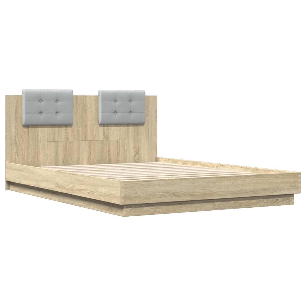 vidaXL Πλαίσιο Κρεβατιού με Κεφαλάρι Sonoma Δρυς 150x200εκ. Επεξ. Ξύλο