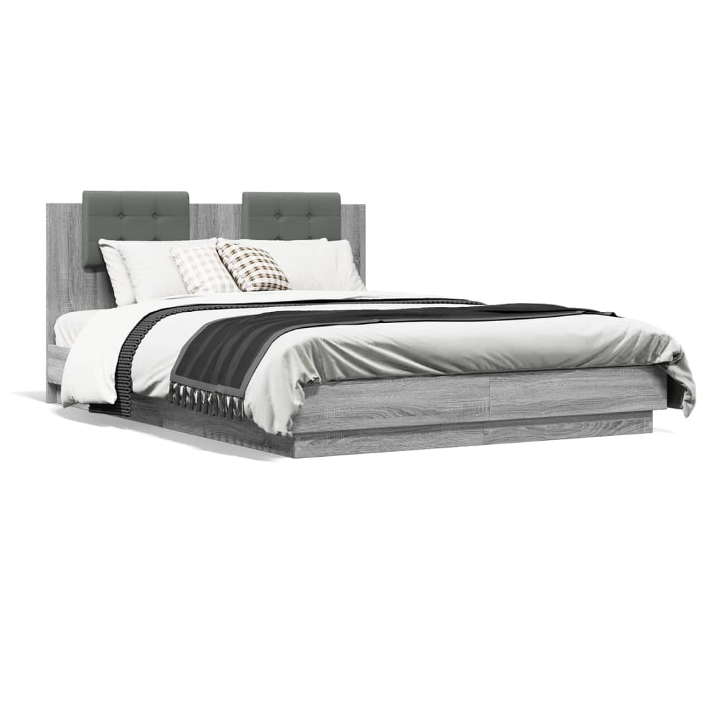 vidaXL Πλαίσιο Κρεβατιού με Κεφαλάρι Γκρι Sonoma 120x200εκ. Επεξ. Ξύλο