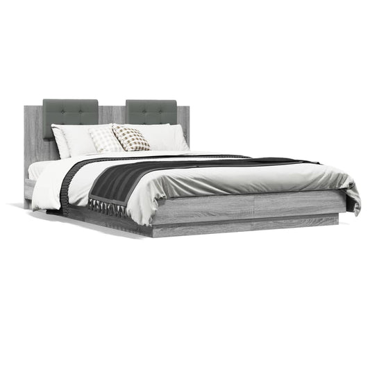vidaXL Πλαίσιο Κρεβατιού με Κεφαλάρι Γκρι Sonoma 120x200εκ. Επεξ. Ξύλο