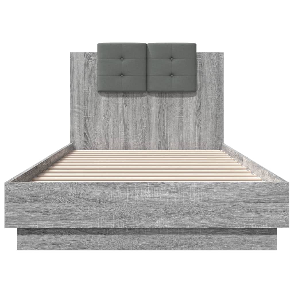 vidaXL Πλαίσιο Κρεβατιού με Κεφαλάρι Γκρι Sonoma 100x200εκ. Επεξ. Ξύλο