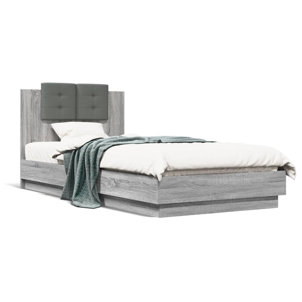 vidaXL Πλαίσιο Κρεβατιού με Κεφαλάρι Γκρι Sonoma 90x200 εκ. Επεξ. Ξύλο