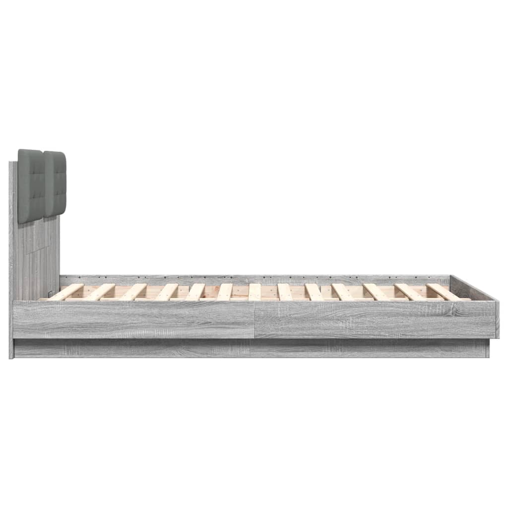 vidaXL Πλαίσιο Κρεβατιού με Κεφαλάρι Γκρι sonoma 120x190εκ. Επεξ. Ξύλο