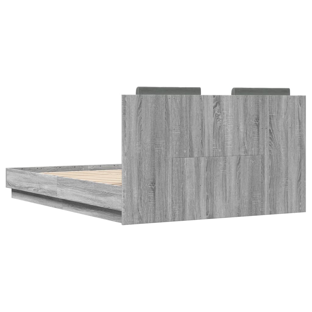 vidaXL Πλαίσιο Κρεβατιού με Κεφαλάρι Γκρι sonoma 120x190εκ. Επεξ. Ξύλο