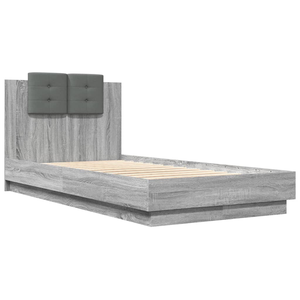 vidaXL Πλαίσιο Κρεβατιού με Κεφαλάρι Γκρι Sonoma 75x190 εκ. Επεξ. Ξύλο