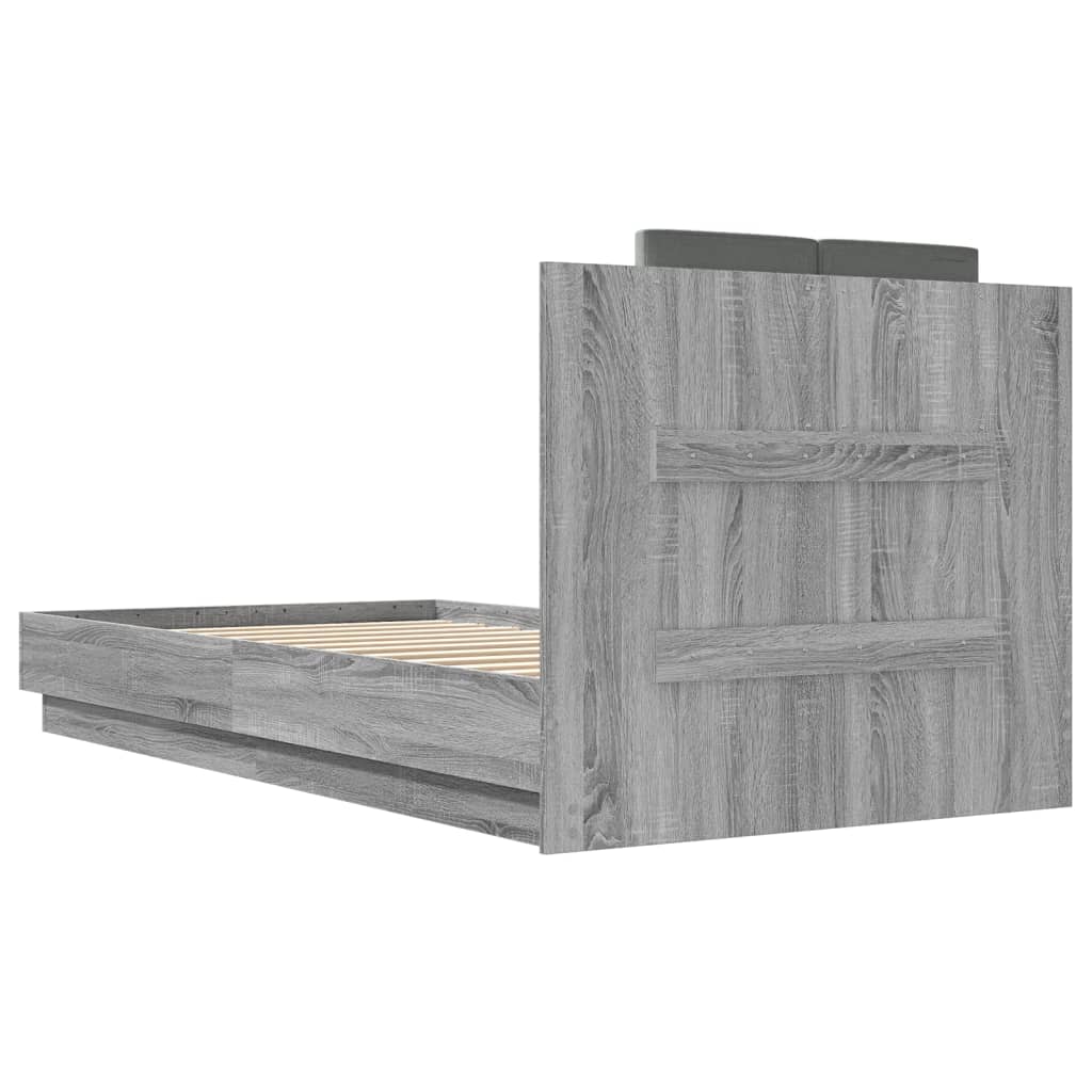 vidaXL Πλαίσιο Κρεβατιού με Κεφαλάρι Γκρι Sonoma 75x190 εκ. Επεξ. Ξύλο