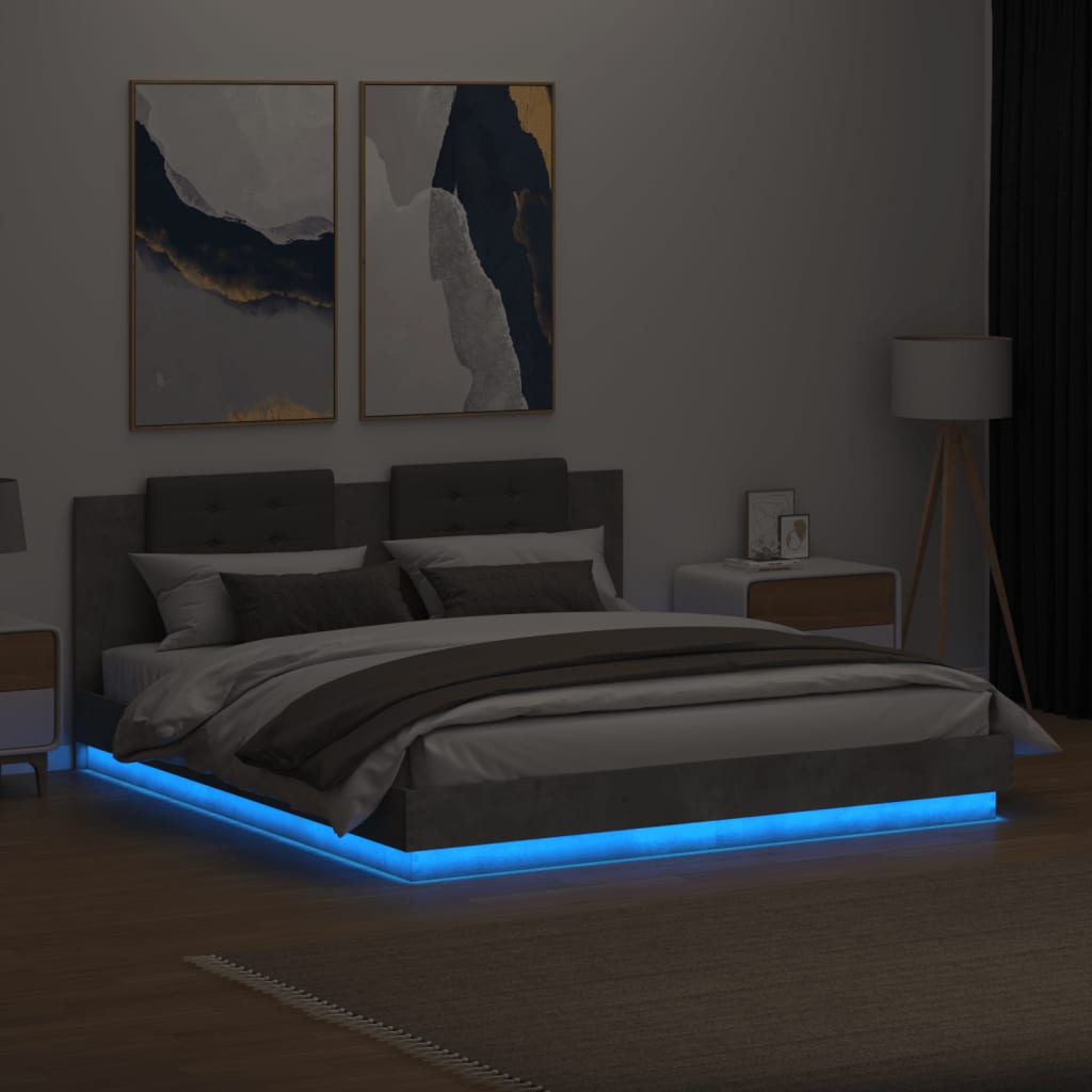vidaXL Πλαίσιο Κρεβατιού με Κεφαλάρι και LED 200 x 200 εκ.