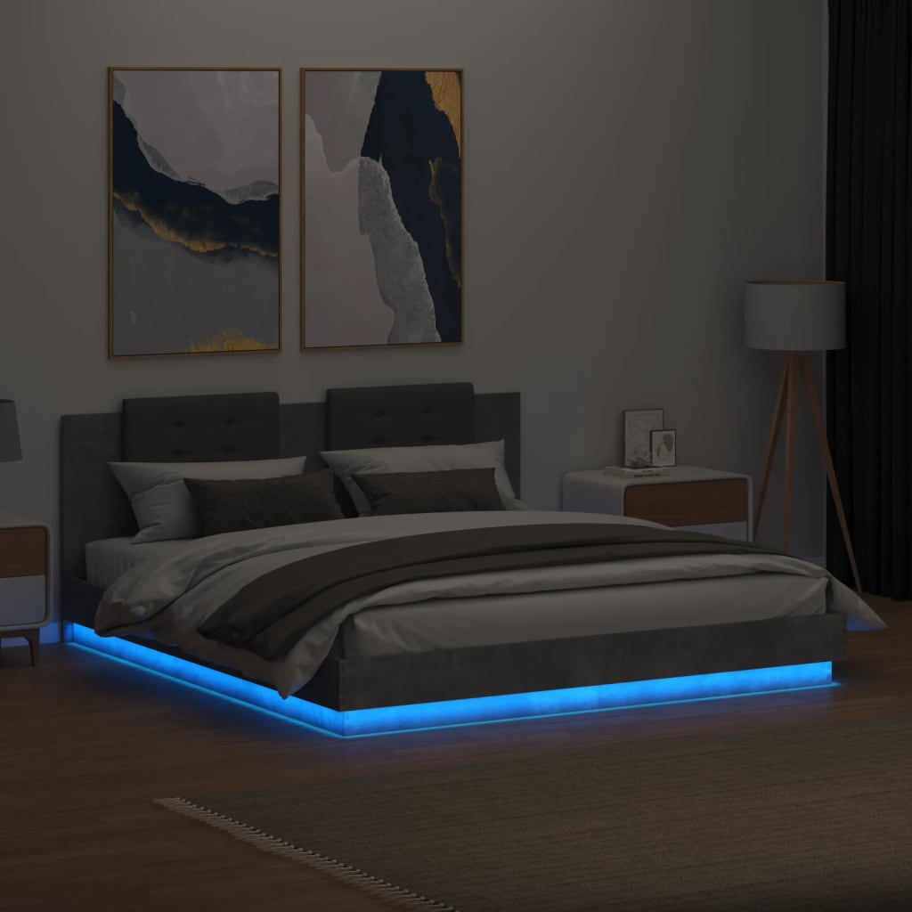 vidaXL Πλαίσιο Κρεβατιού με Κεφαλάρι και LED 180 x 200 εκ.