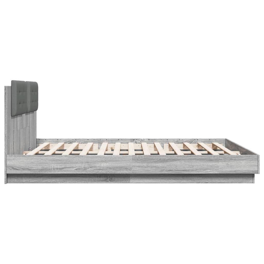vidaXL Πλαίσιο Κρεβατιού με Κεφαλάρι και LED Γκρι sonoma 160 x 200 εκ.