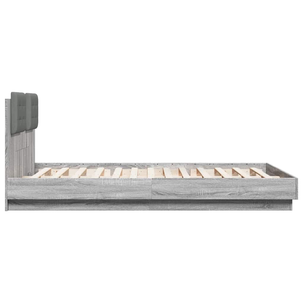 vidaXL Πλαίσιο Κρεβατιού με Κεφαλάρι και LED Γκρι sonoma 150 x 200 εκ.