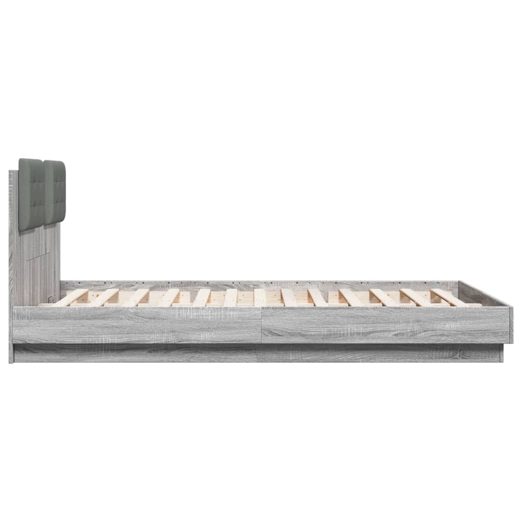 vidaXL Πλαίσιο Κρεβατιού με Κεφαλάρι και LED Γκρι sonoma 140 x 200 εκ.