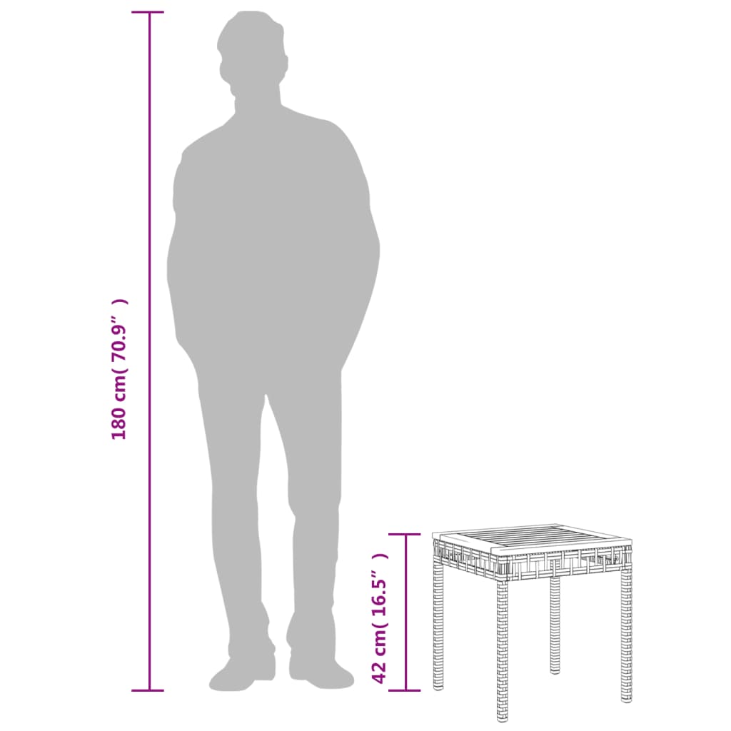 vidaXL Τραπέζι Κήπου Μπεζ 38x38x42 εκ. Συνθετικό Ρατάν & Ξύλο Ακακίας