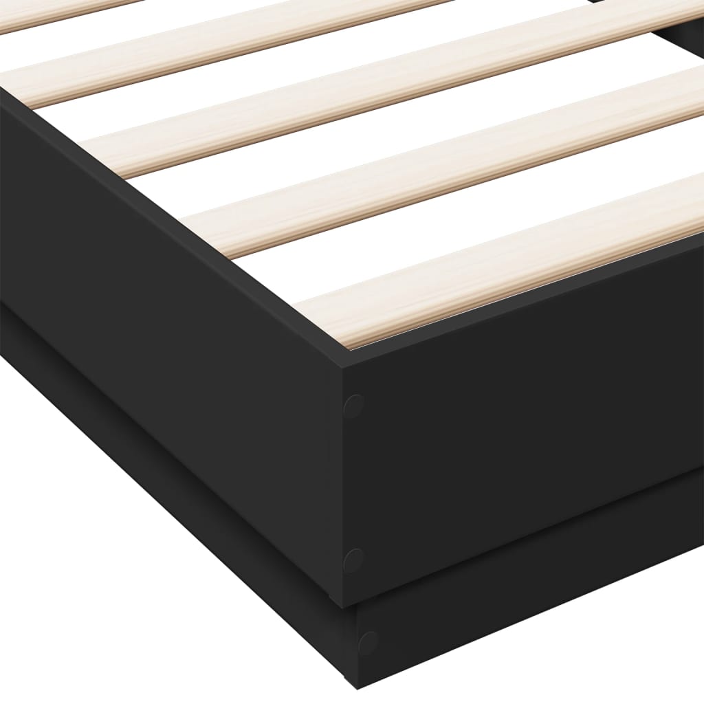 vidaXL Πλαίσιο Κρεβατιού με λυχνίες LED Μαύρο 100 x 200 εκ.