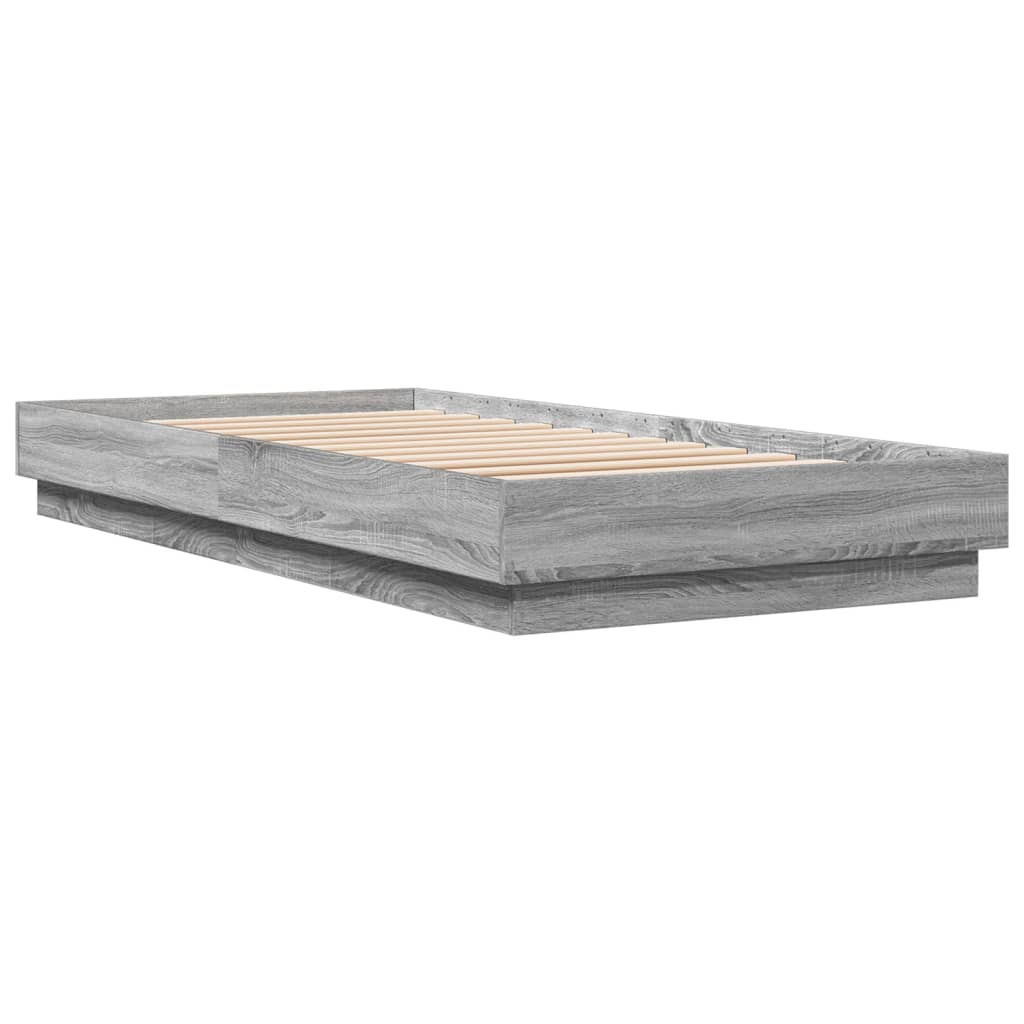 vidaXL Πλαίσιο Κρεβατιού με λυχνίες LED Γκρι sonoma 90 x 200 εκ.