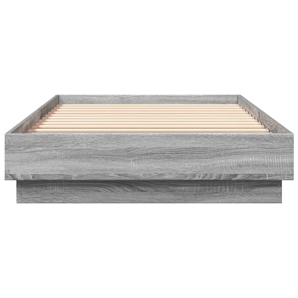 vidaXL Πλαίσιο Κρεβατιού με λυχνίες LED Γκρι sonoma 90 x 200 εκ.