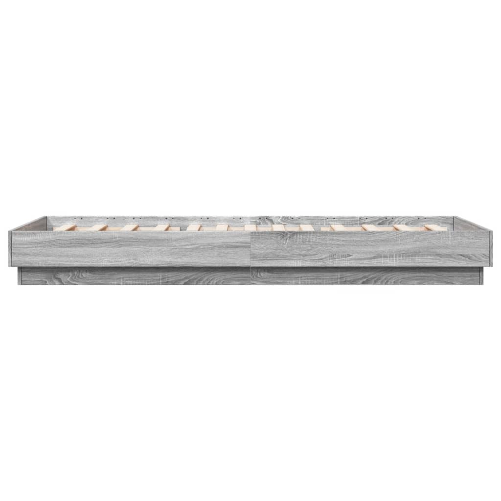 vidaXL Πλαίσιο Κρεβατιού με λυχνίες LED Γκρι sonoma 90 x 200 εκ.