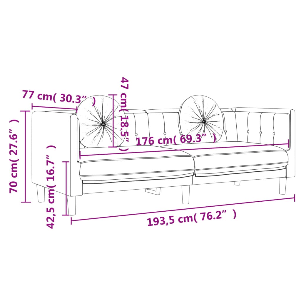 vidaXL Σαλόνι Σετ 2 Τεμαχίων Ροζ από Βελούδο με Μαξιλάρια