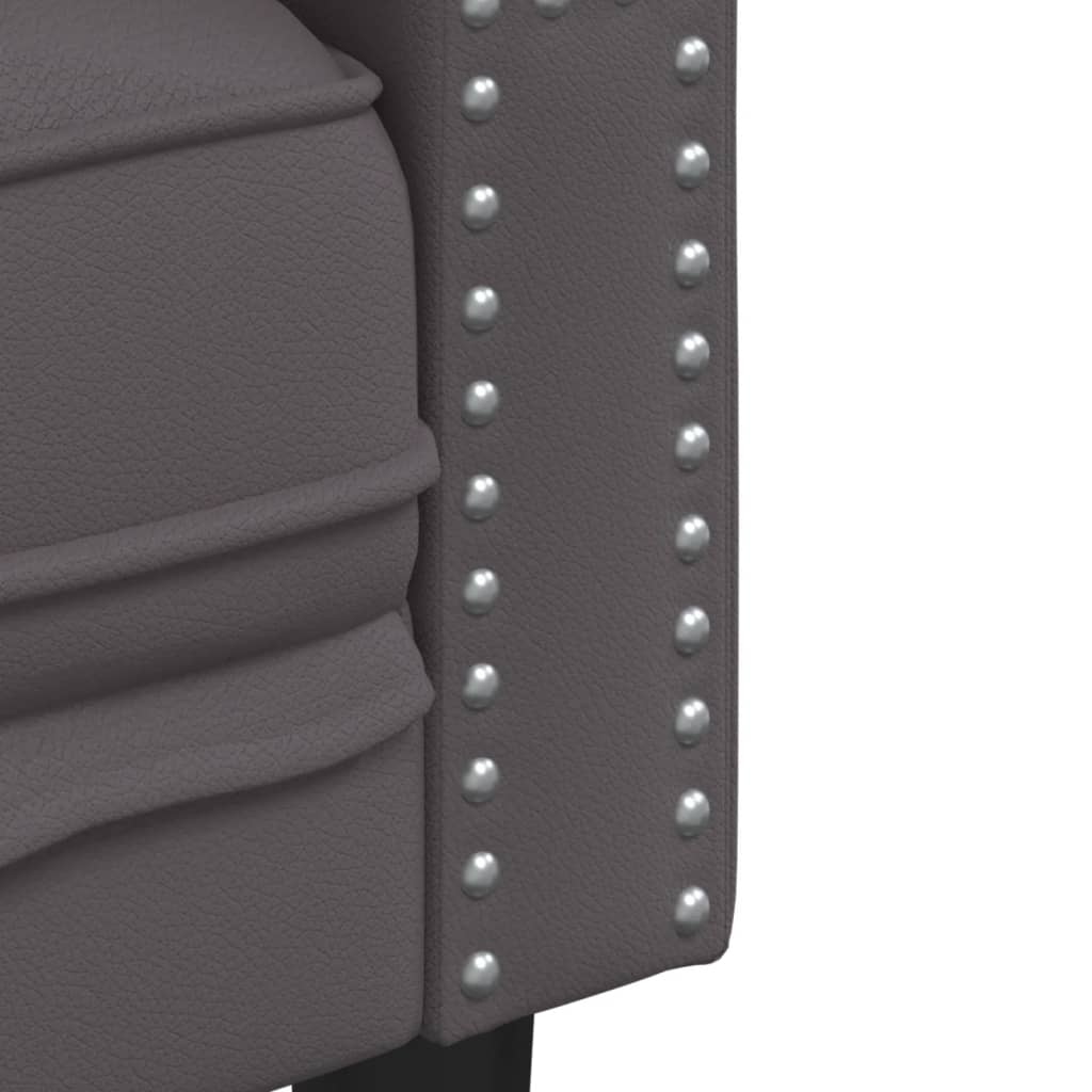 vidaXL Σετ Καναπέδων Chesterfield 2 Τεμαχίων από Γκρι Συνθετικό Δέρμα