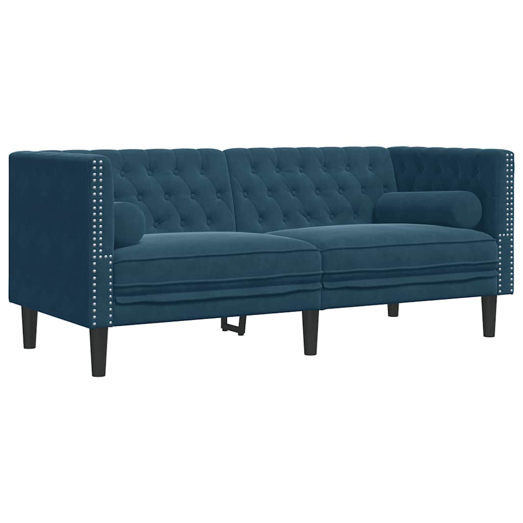 vidaXL Σετ Καναπέδων Chesterfield 3 Τεμαχίων με Στηρίγματα από Μπλε Βελούδο