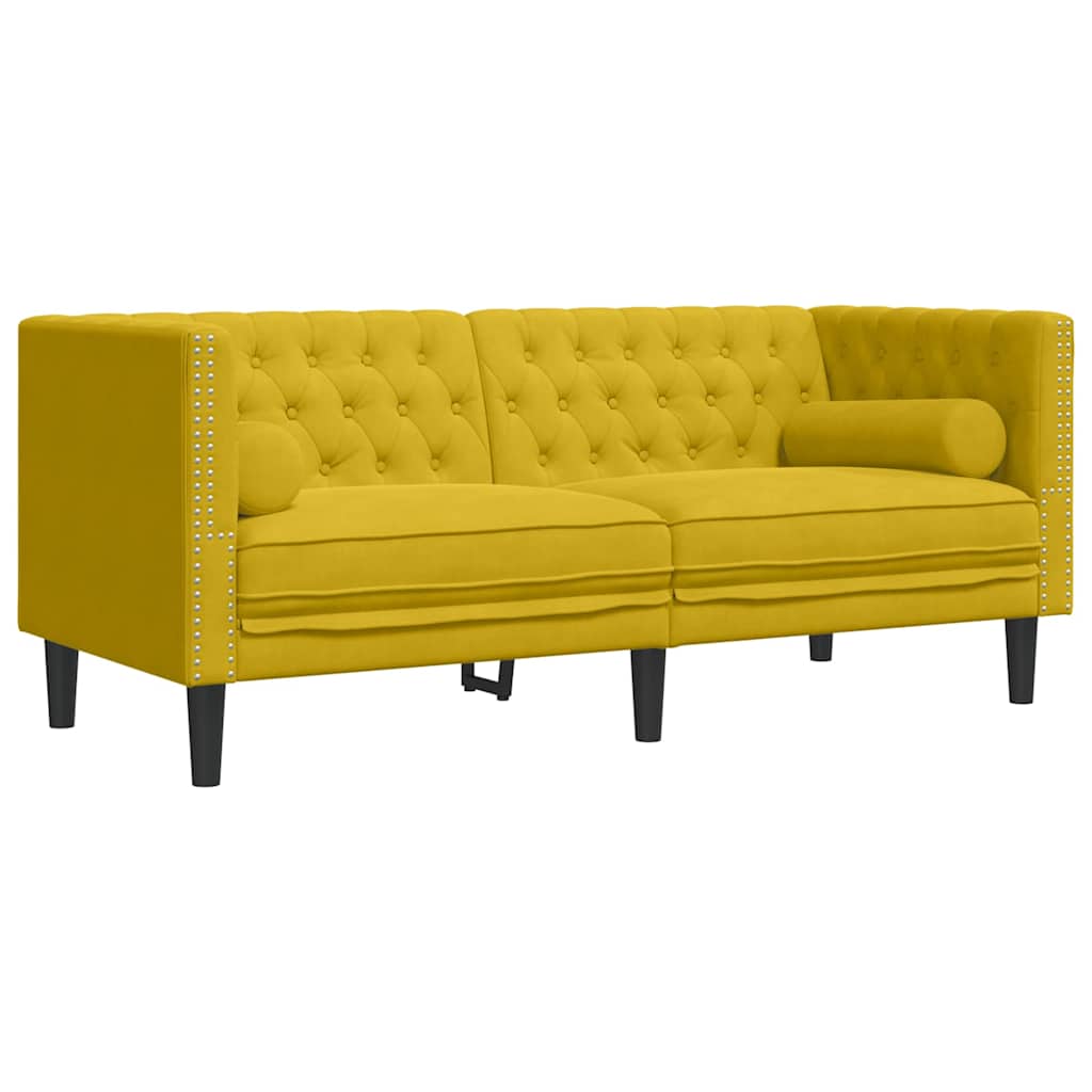 vidaXL Σετ Καναπέδων Chesterfield 2 Τεμαχίων με Στηρίγματα Κίτρινο Βελούδο