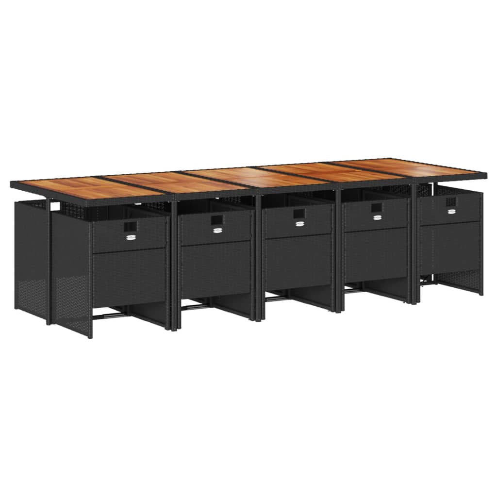 vidaXL Σετ Τραπεζαρίας Κήπου 11 τεμ Μαύρο από Συνθ. Ρατάν με Μαξιλάρια