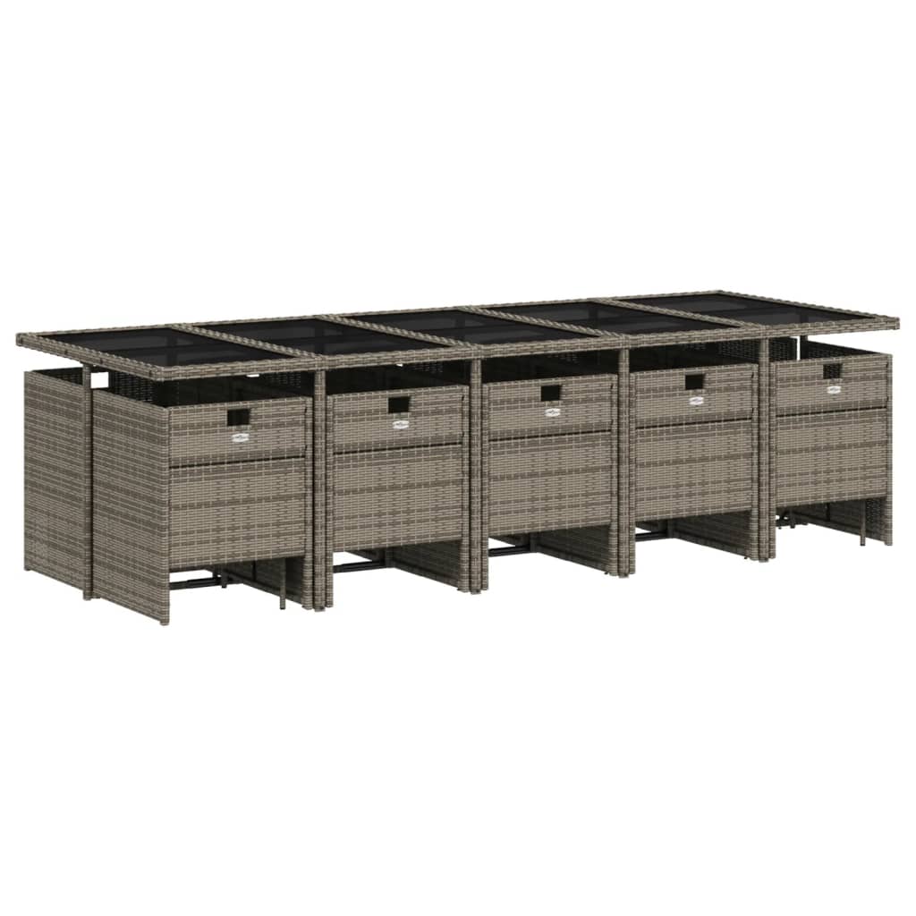 vidaXL Σετ Τραπεζαρίας Κήπου 15 τεμ. Γκρι Συνθετικό Ρατάν με Μαξιλάρια