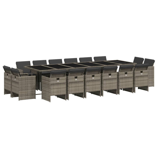 vidaXL Σετ Τραπεζαρίας Κήπου 17 τεμ. Γκρι από Συνθ. Ρατάν με Μαξιλάρια