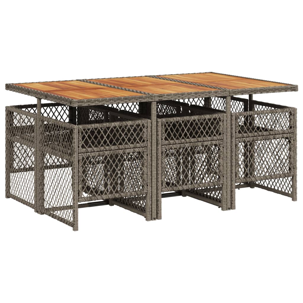 vidaXL Σετ Τραπεζαρίας Κήπου 7 τεμ. Γκρι Συνθ. Ρατάν με Μαξιλάρια