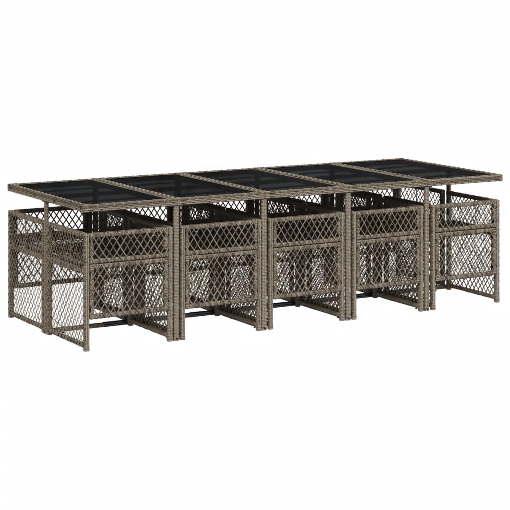 vidaXL Σετ Τραπεζαρίας Κήπου 11 Τεμαχίων Γκρι Συνθ. Ρατάν με Μαξιλάρια