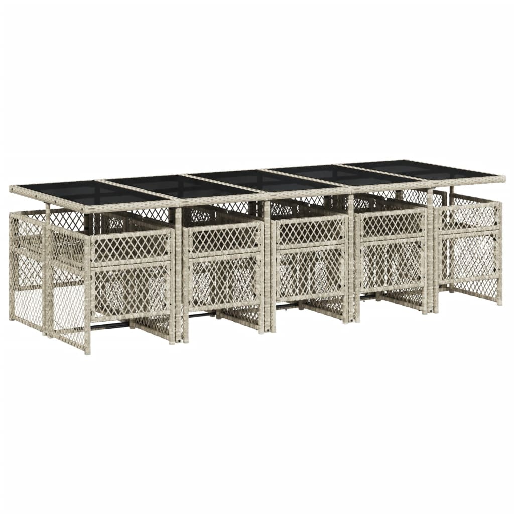 vidaXL Σετ Τραπεζαρίας Κήπου 11 τεμ. Αν. Γκρι Συνθ. Ρατάν με Μαξιλάρια