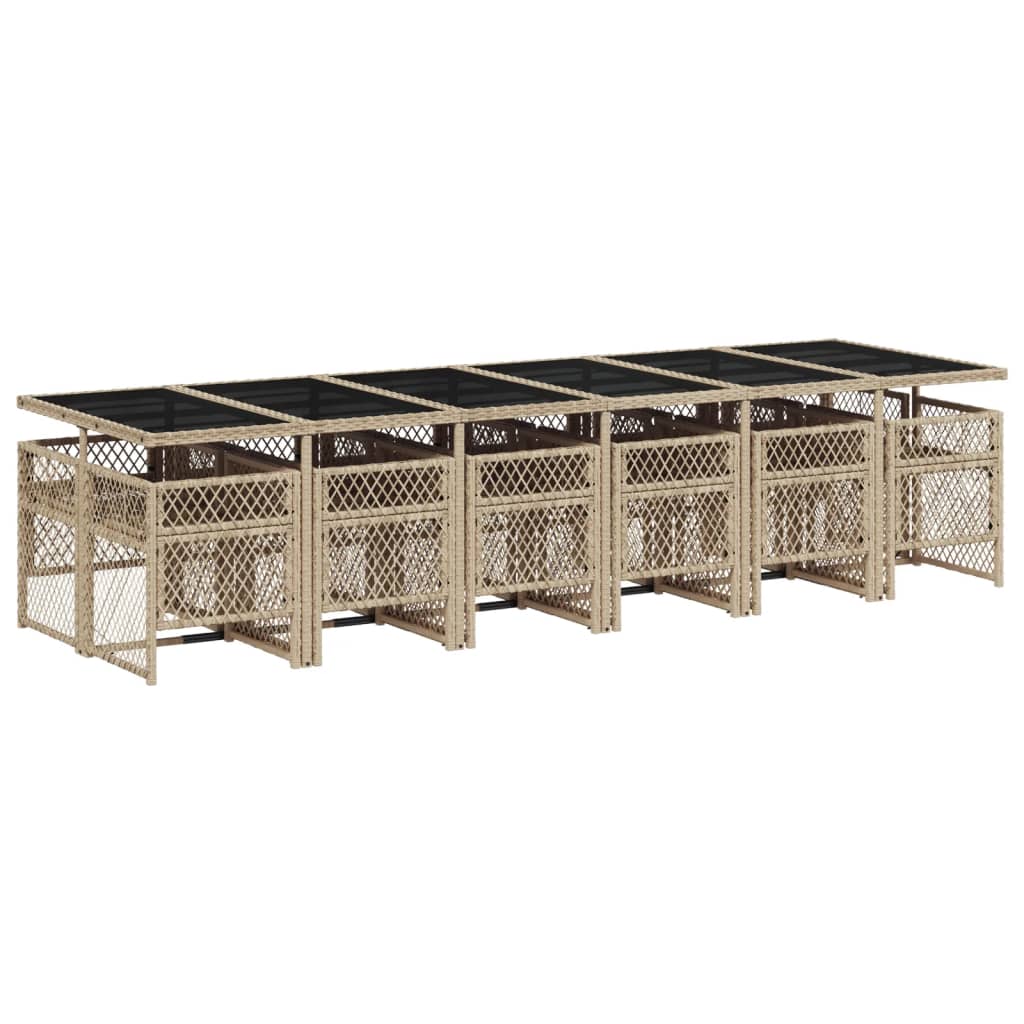 vidaXL Σετ Τραπεζαρίας Κήπου 13 τεμ. Μπεζ Συνθ. Ρατάν με Μαξιλάρια