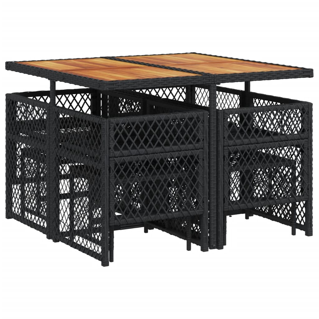 vidaXL Σετ Τραπεζαρίας Κήπου 9 τεμ Μαύρο από Συνθ. Ρατάν με Μαξιλάρια