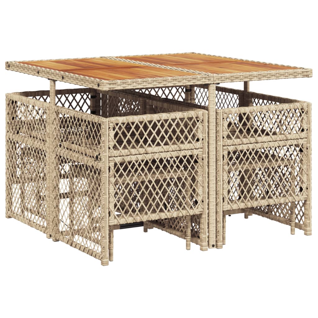 vidaXL Σετ Τραπεζαρίας Κήπου 9 τεμ. Μπεζ Συνθετικό Ρατάν με Μαξιλάρια