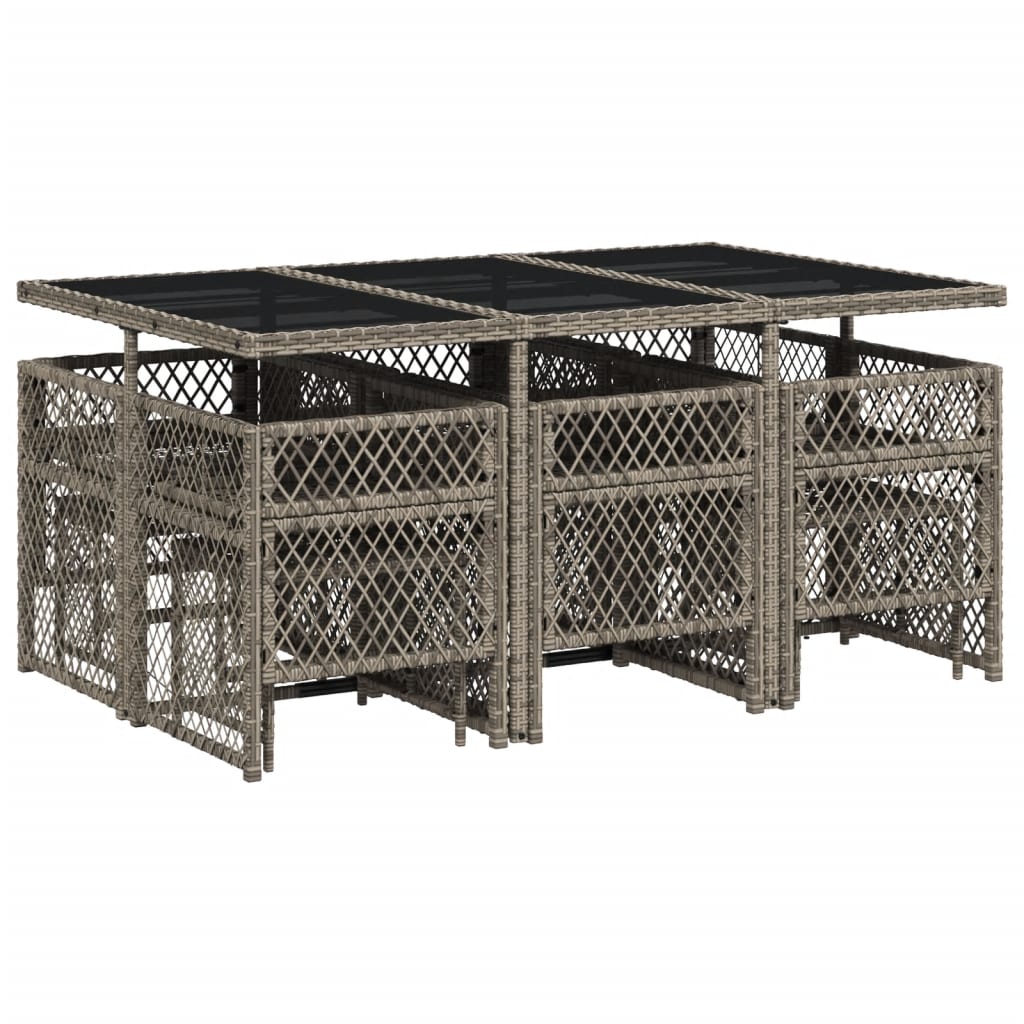 vidaXL Σετ Τραπεζαρίας Κήπου 11 Τεμαχίων Γκρι Συνθ. Ρατάν με Μαξιλάρια