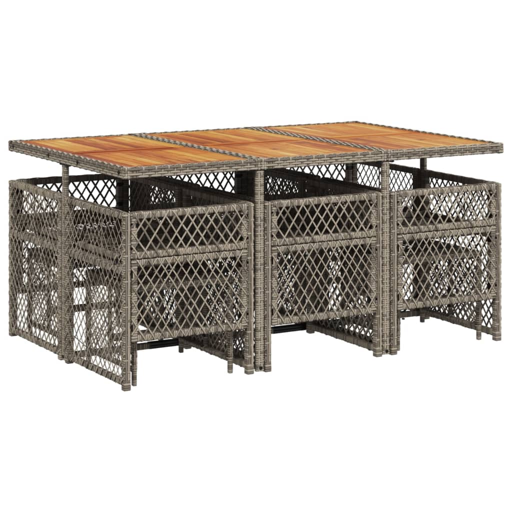 vidaXL Σετ Τραπεζαρίας Κήπου 11 Τεμαχίων Γκρι Συνθ. Ρατάν με Μαξιλάρια