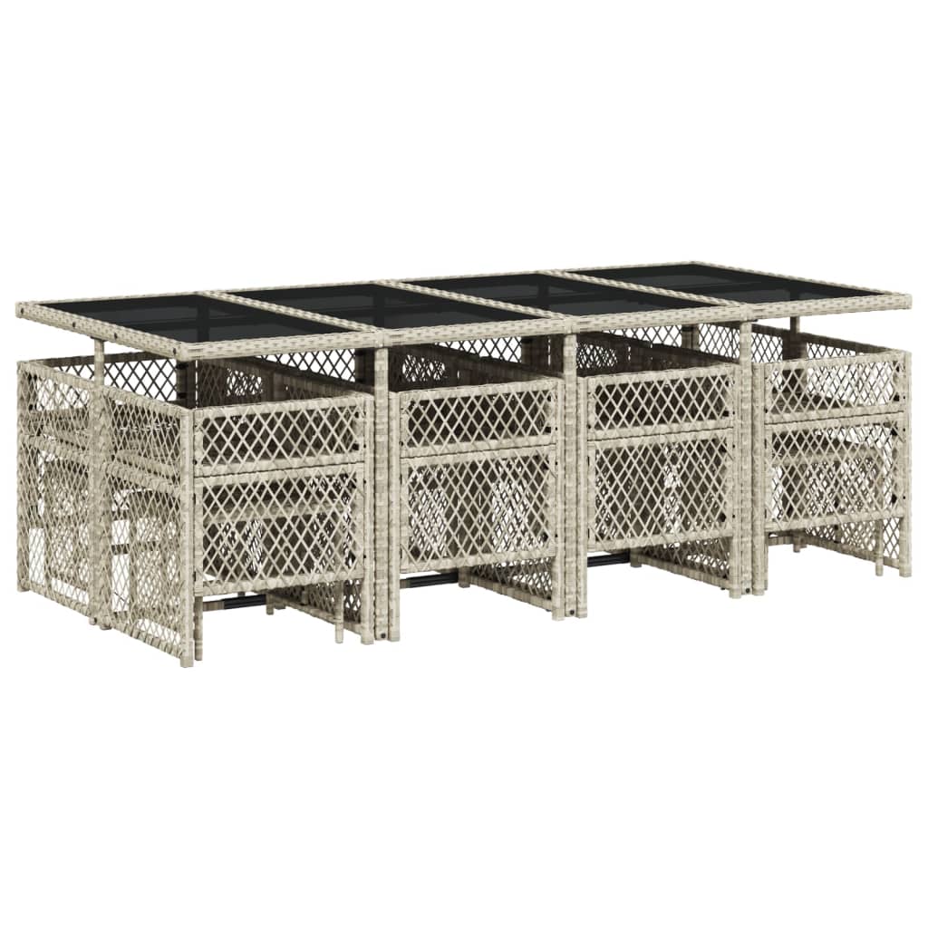 vidaXL Τραπεζαρία Κήπου 13 Τεμαχίων Γκρι Συνθετικό Ρατάν με Μαξιλάρια