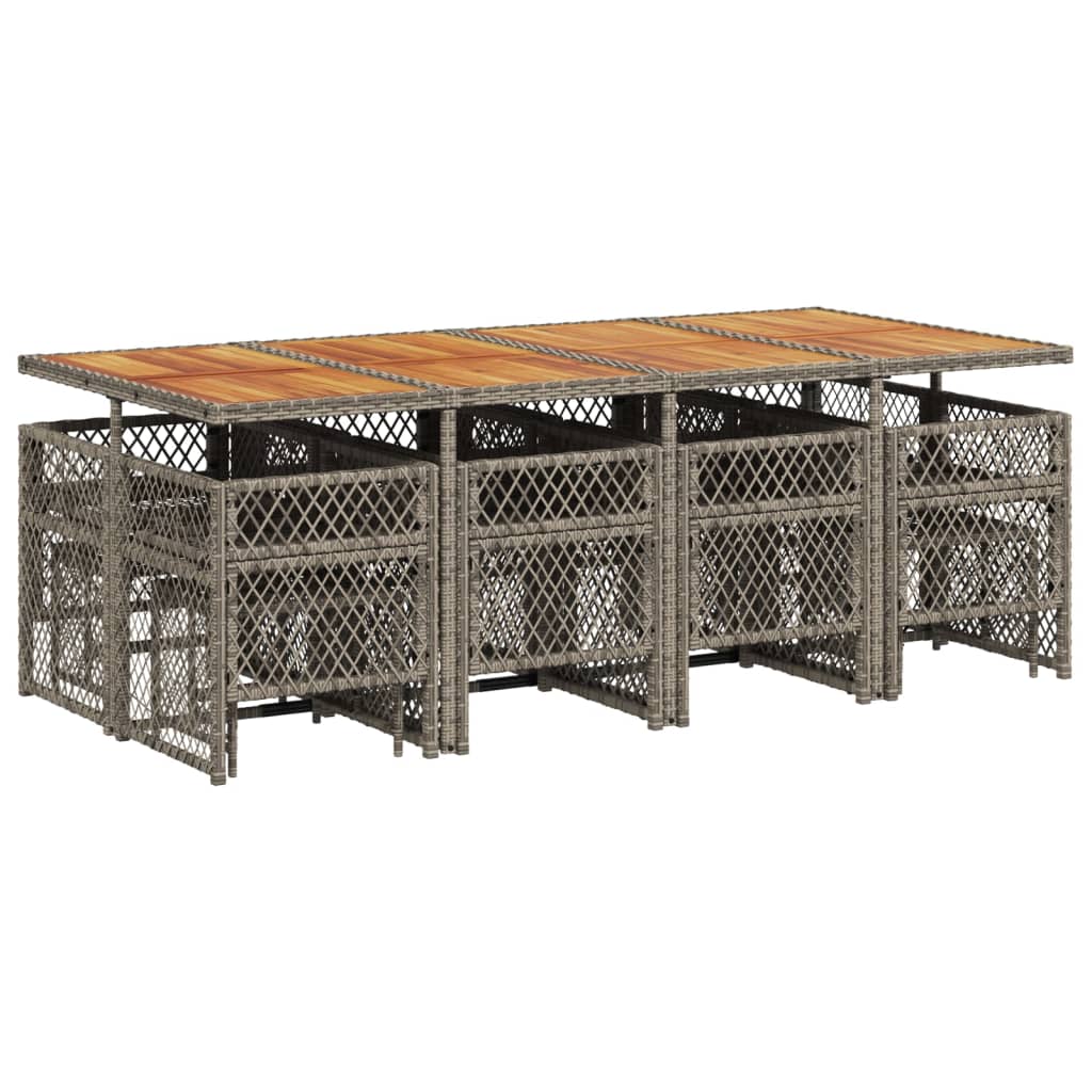 vidaXL Τραπεζαρία Κήπου 13 Τεμαχίων Γκρι Συνθετικό Ρατάν με Μαξιλάρια